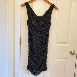 Express Black Lace With Gold Thread Dress